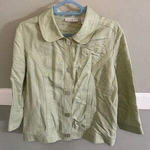 PRESWICK & MOORE Light Green Jacket/ Blazer/ Blouse Linen Blend Size PM